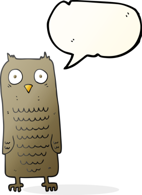 Bir insan tarafından çizilmiş serbest konuşma balonu karikatürü baykuşu