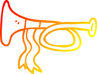 Bir insan tarafından çizilmiş metal bir trompetin sıcak çizgi çizimi.