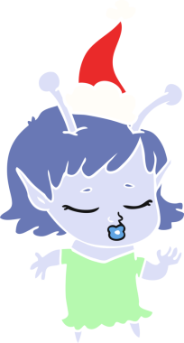 Bir insan tarafından çizilmiş Noel Baba şapkasının düz renkli çizimi.