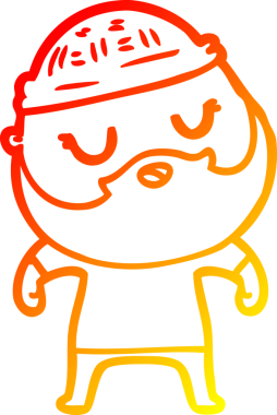 Bir insan tarafından çizilmiş sakallı sevimli bir adamın sıcak çizgi çizimi.