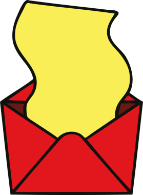 Bir insan tarafından çizilmiş garip bir karikatür mektup ve zarf.