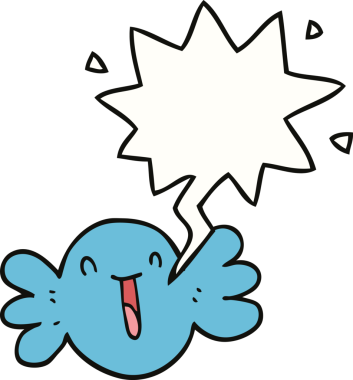 Bir insan tarafından çizilmiş, neşeli, konuşma balonlu çizgi film