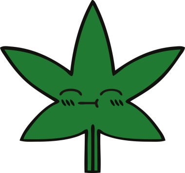 Bir insan tarafından çizilmiş marihuana yaprağı karikatürü.