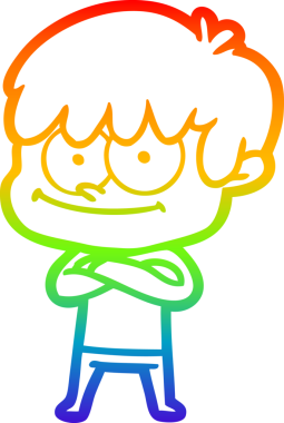 gökkuşağı gradyanı çizimi bir insan tarafından çizilmiş mutlu bir çizgi film adamı