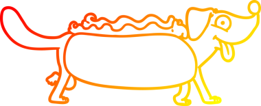 Bir insan tarafından çizilmiş bir sosislinin sıcak çizgi çizgisi.