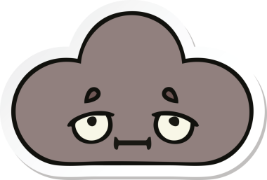 Bir insan tarafından çizilmiş şirin bir fırtına bulutunun çıkartması.