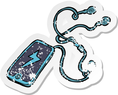 Bir insan tarafından çizilmiş bir karikatür müzik çaların gerilimli yapıştırması.