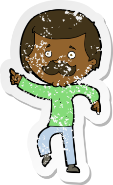 Bir insan tarafından çizilmiş dans eden bir babanın gerilimli çıkartması.