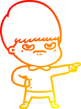 Bir insan tarafından çizilmiş kızgın çizgi film çocuğunun sıcak çizgi çizimi.