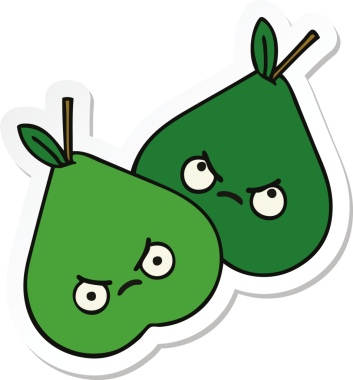 Bir insan tarafından çizilmiş şirin bir armutun çıkartması.