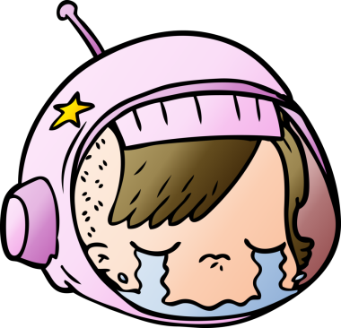 Bir insan tarafından çizilmiş ağlayan astronot yüzü.