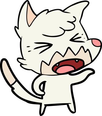 Bir insan tarafından çizilmiş kızgın çizgi film tilkisi.