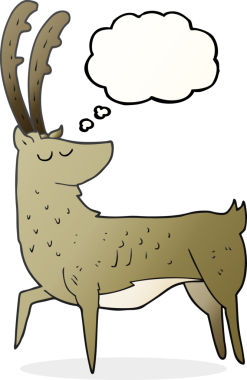 Bir insan tarafından çizilmiş serbest çizim balon karikatür erkek geyiği.