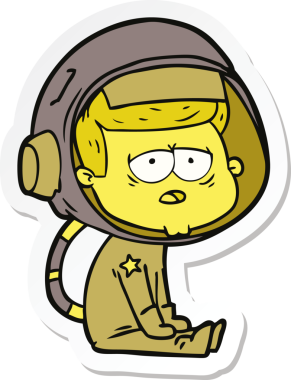 Bir insan tarafından çizilmiş yorgun bir astronotun çıkartması.