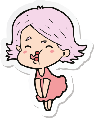 Bir insan tarafından çizilmiş bir karikatür kızının çıkartması.