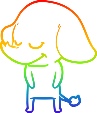 Bir insan tarafından çizilmiş gülümseyen bir filin çizgi çizimi.