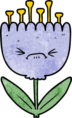 Bir insan tarafından çizilmiş kızgın bir çiçek.