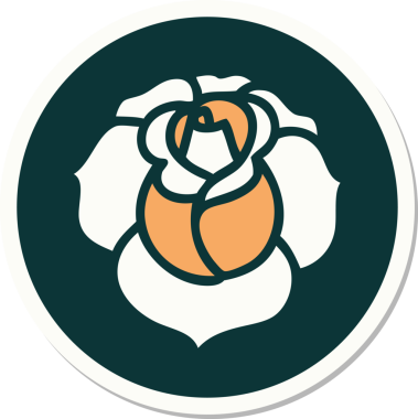 Bir insan tarafından çizilmiş geleneksel bir çiçek stiliyle dövme çıkartması.