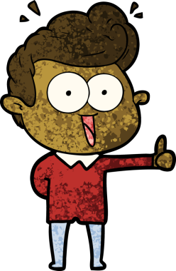 Bir insan tarafından çizilmiş çizgi film bakışlı adam.