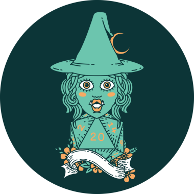 Bir insan tarafından çizilmiş 20 zarlı yarım ork büyücüsünün simgesi