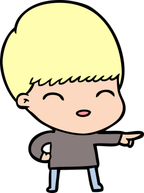 Bir insan tarafından çizilmiş mutlu çizgi film çocuğu.