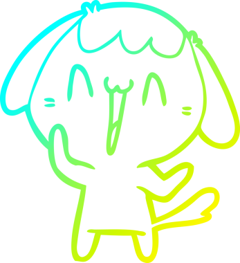 Bir insan tarafından çizilmiş şirin bir çizgi köpeğin soğuk gradyan çizgisi.