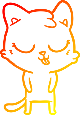 Bir insan tarafından çizilmiş çizgi film kedisinin sıcak çizgi çizimi