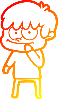 Bir insan tarafından çizilmiş mutlu bir çizgi film karakteri çizimi.