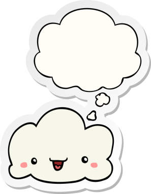 Düşünce baloncuklu karikatür bulutu insan tarafından çizilmiş bir çıkartma.