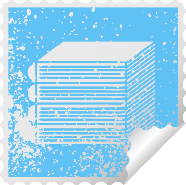 Bir insan tarafından çizilmiş kitap yığınının sıkıntılı kare soyma etiketi sembolü