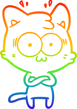 gökkuşağı gradyan çizgi çizimi bir insan tarafından çizilmiş sürpriz bir kedi