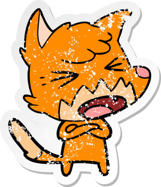 Bir insan tarafından çizilmiş kızgın bir tilkinin sıkıntılı çıkartması.