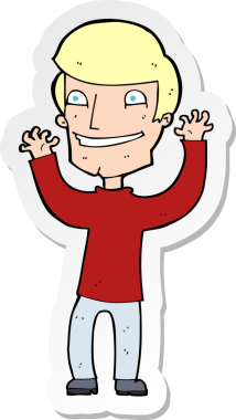 Bir insan tarafından çizilmiş heyecanlı bir adamın çıkartması.