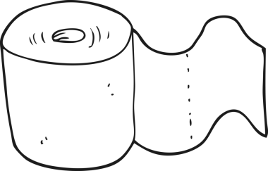 Bir insan tarafından çizilmiş siyah beyaz tuvalet kağıdı.