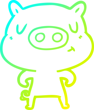 Bir insan tarafından çizilen çizgi film içerikli bir domuzun soğuk çizgi çizimi