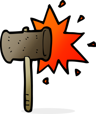 Bir insan tarafından çizilmiş tokmak çakma çizgi filmi