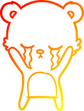 Bir insan tarafından çizilen ağlayan çizgi film kutup ayısının sıcak çizgi çizimi