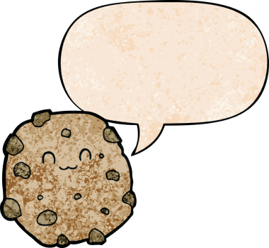 bir insan tarafından çizilmiş eski moda konuşma baloncuklu çizgi film bisküvisi