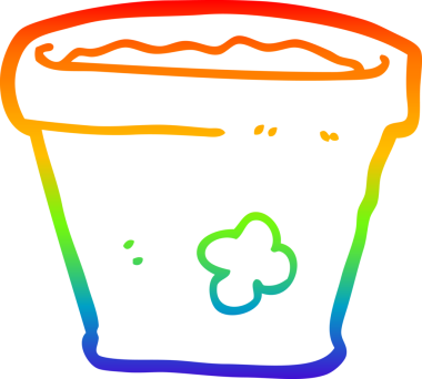 gökkuşağı gradyan çizgi çizimi bir insan tarafından çizilmiş bitki saksısı