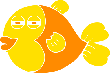 Bir insan tarafından çizilmiş balığın düz renk çizimi