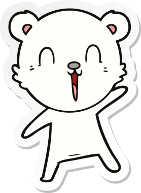 Bir insan tarafından çizilmiş mutlu bir kutup ayısının çıkartması.