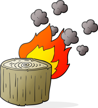 Bir insan tarafından çizilmiş karikatür yakma kütüğü