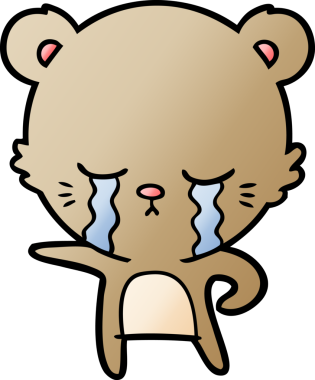 Bir insan tarafından çizilmiş ağlayan çizgi film ayısı.