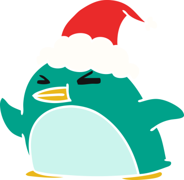 Bir insan tarafından çizilmiş kawaii pengueninin el çizimi karikatürü