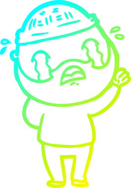 Bir insan tarafından çizilmiş ağlayan sakallı bir adamın çizdiği soğuk çizgi.