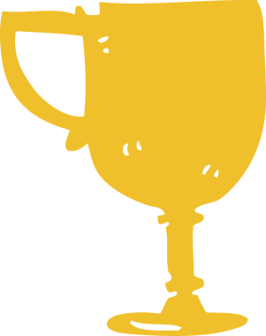 Bir insan tarafından çizilmiş altın bir kupa.