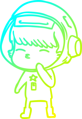 Bir insan tarafından çizilmiş soğuk gradyan çizgi çizimi meraklı bir astronot.