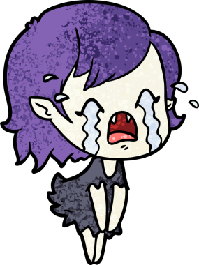 Bir insan tarafından çizilmiş ağlayan vampir kız çizgi filmi.