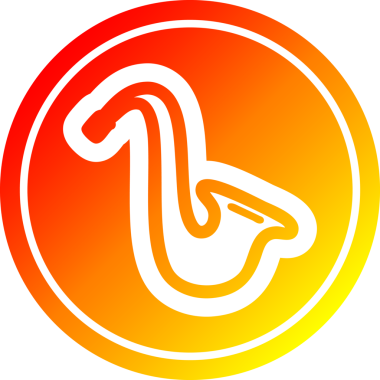 müzik aleti saksafon dairesel simge sıcak gradyan bir insan tarafından çizilmiş