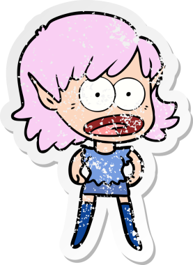 Bir karikatürün sıkıntılı çıkartması bir insan tarafından çizilmiş elf kızı şok etti.